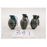 INERT MK 2 PINEAPPLE GRENADE, 2X INERT M26 LEMON G