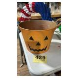 Metal Halloween bucket and 4th of July fabric