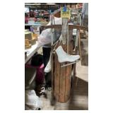Wooden sleigh with ice skates