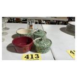 Henn Pottery pieces and Mickey Mouse glass