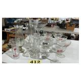 Alcoholic beverages, advertising glasses, a large
