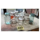 Lot of old Atlas and ball bail top canning jars