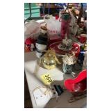 Table lot of Christmas decorations