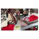 Table lot of Christmas decorations