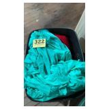 Tote of variety of materials, Easter tablecloth