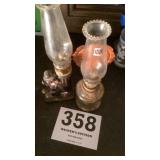 Two miniature lamps with figuring