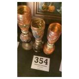 Three miniature kerosene lamps