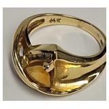 14KT Gold, Citrine & Diamond Accent Ring