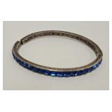 Sterling Silver & Blue Crystal Cuff Bracelet