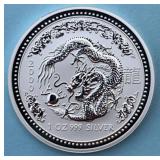 2000 Australia Year of the Dragon Silver Dollar