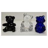 (3) Art Glass Teddy Bear Paper Weights
