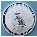 2007 Australia 2008 Year of the Rat Silver Dollar