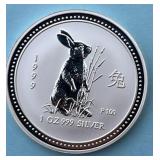 1999 Australia Year of the Rabbit Silver Dollar