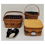 (3) Longaberger Baskets & Pottery Cat Tray
