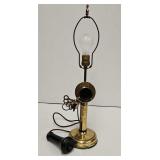 Antique Brass Candlestick Telephone Lamp