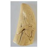 Antique Hand Carved Scrimshaw Whale Tooth