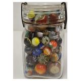 Glass Canning Jar Full of Antique Marbles