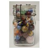 Glass Canning Jar Full of Antique Marbles