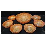 Imperial 7 Pc. Marigold Carnival Glass Berry Set