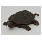 Antique Solid Brass Turtle Pin Box