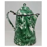 Green Swirl Chrysolite Graniteware Coffee Boiler
