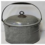 Antique Grey Mottled Agate Graniteware Lunch Pail