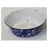Cobalt Blue & White Swirl Agate Graniteware Basin