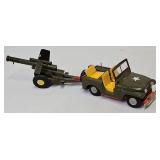 c1960 Cragstan Japan Tin Friction Jeep & Howitzer