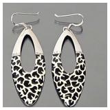 Sterling silver &enamel earrings with animal print