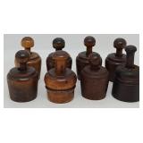 (8) Vintage Wooden Butter Pat Stamp Molds