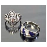 2 Designer Fine Sterling Silver Rings