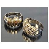 2 Designer Fine Sterling Silver Rings
