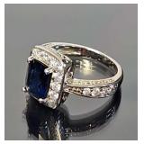 Sterling Ring w/1 1/2 ct Sapphire Like Gemstone