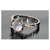 Sterling Ring w/2 ct Diamond Like Gemstone