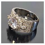 Sterling Ring w/2 ct Diamond Like Gemstone