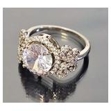 Sterling Ring w/3 1/2ct Diamond Like Gemstone