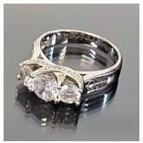 Sterling Ring w/3 Diamond Like Gemstones