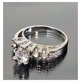 Sterling Silver Ring w/1ct Diamond Like Gemstone