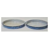 (2) Antique Blue & White Agate Graniteware Pans
