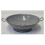 Antique Grey Mottled Agate Graniteware Strainer