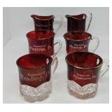 (6 Pcs) Pennsylvania Souvenir Ruby Flash Glass