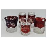 Ruby Flash Souvenir Glassware Featuring Fairs