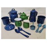Lot of Asst Blue & Green Agateware