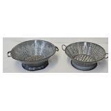 Antique Grey Mottled Agate Graniteware Strainers