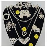 14 pcs of Vintage Clear Rhinestone Jewelry