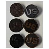 6 WWI US Army Collar Discs