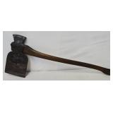 Antique Broad Axe with Wooden Handle
