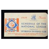 1939 Pittsburgh Pirates Schedule Book/Pamplet