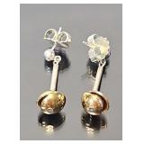 Sterling silver earrings with gold tone balls