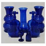 (6 Pcs) Asst Cobalt Blue Glassware